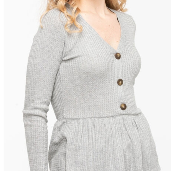 Brand New Rickis Gray Waffle Knit Peplum Top NWOT - Picture 2 of 11